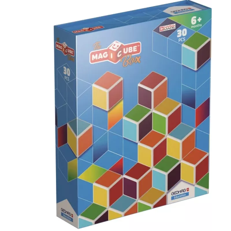 Geomag MagiCube GM120 mattoncini magnetici, 30 pezzi, multicolore, quadrato, unisex, bambini da 1,5 anni
