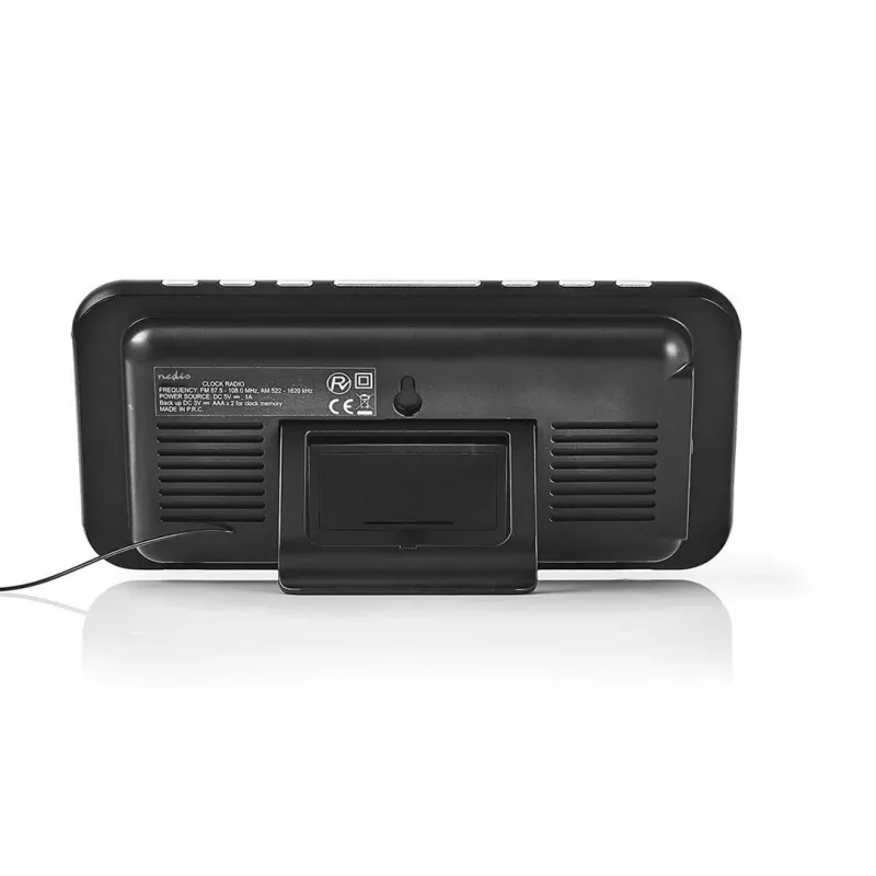 Nedis CLAR004BK radiosveglia con display LED, sintonizzatore FM, doppia sveglia, proiezione, AUX, nera