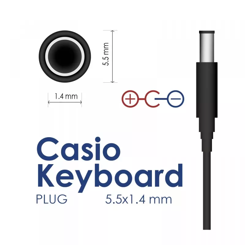 Alimentatore per tastiere Casio Akyga AK-PD-32, 9 V, 1 A, 9 W, 5,5 x 1,4 mm, 1,5 m