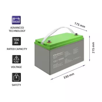 Qoltec 53077 Batteria per UPS al piombo-acido sigillata (VRLA) 12V 100Ah