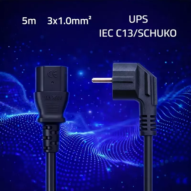 QOLTEC Cavo di alimentazione SCHUKO CEE spina angolare IEC C13 5m nero