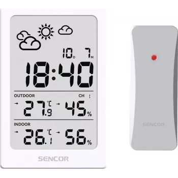SENCOR stazione multifunzione SWS 2300 W - stazione meteo con orologio, sveglia e sensore esterno