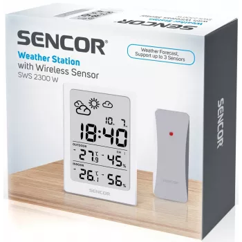 SENCOR stazione multifunzione SWS 2300 W - stazione meteo con orologio, sveglia e sensore esterno