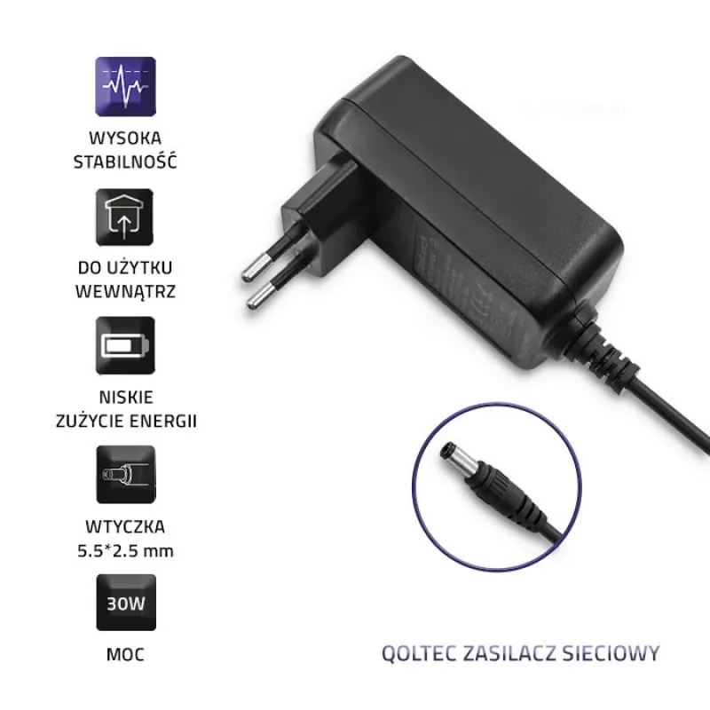 Qoltec alimentatore da parete 30W 15V 2A 5,5x2,5mm nero