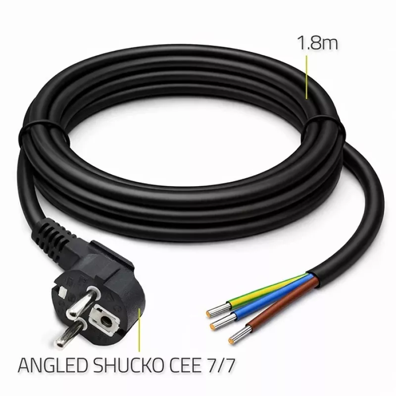 QOLTEC cavo di alimentazione SCHUKO CEE connettore angolare Cu sguainato 1,5m nero