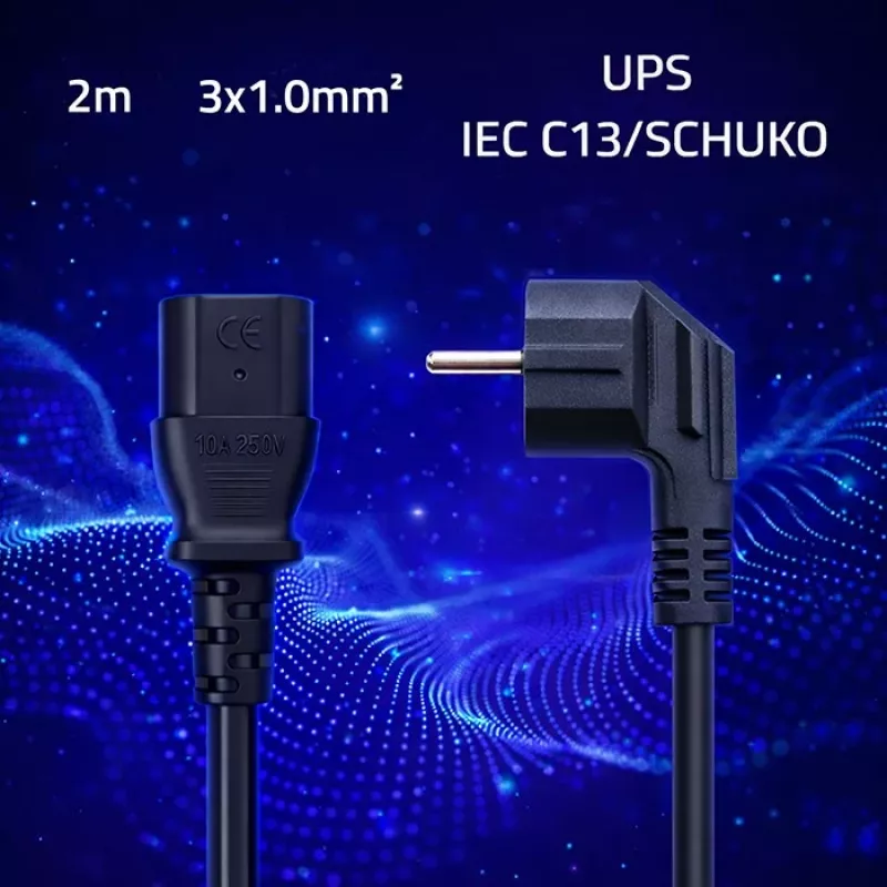 QOLTEC cavo di alimentazione SCHUKO CEE connettore angolare IEC C13 2m nero