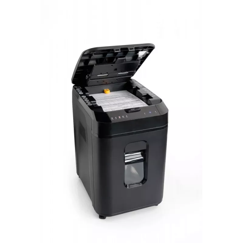 WALLNER Distruggidocumenti AF160 C2 Cross-Cut, 160 fogli inserimento automatico, livello di sicurezza P-4, contenitore 26 L, nero