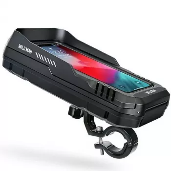 WILDMAN FK2 Borsa da telaio per bici con supporto smartphone, nero