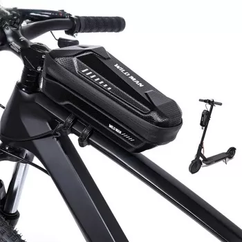 WILDMAN XS5 Borsa da telaio nero – borsa da tubo orizzontale per bici per smartphone