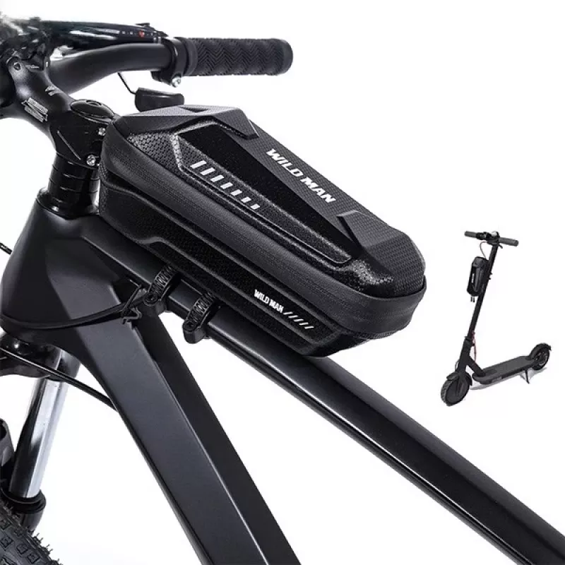 WILDMAN XS5 Borsa da telaio nero – borsa da tubo orizzontale per bici per smartphone