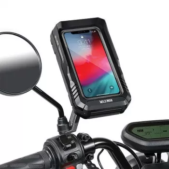 WILDMAN FK3 Borsa da telaio per bici con supporto per cellulare, nero