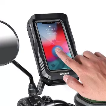WILDMAN FK3 Borsa da telaio per bici con supporto per cellulare, nero