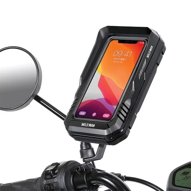 WILDMAN FK3 Borsa da telaio per bici con supporto per cellulare, nero