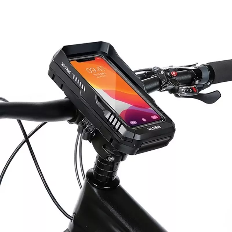 WILDMAN FK4 Borsa da telaio per bici con supporto per cellulare – nero