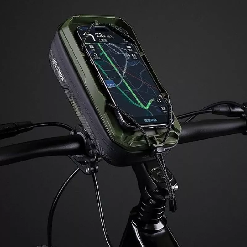 WILDMAN Borsa da telaio per bici GX330 con supporto per cellulare, verde