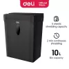 DELI ET014 Distruggidocumenti cross-cut, 10 fogli, sicurezza P-4, contenitore 21L, nero