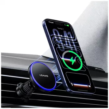 USAMS supporto magnetico per bocchette di aerazione per smartphone, rotazione 360°, nero