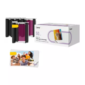 Liene carta fotografica 2x3, 50 fogli + 5 cartucce d'inchiostro