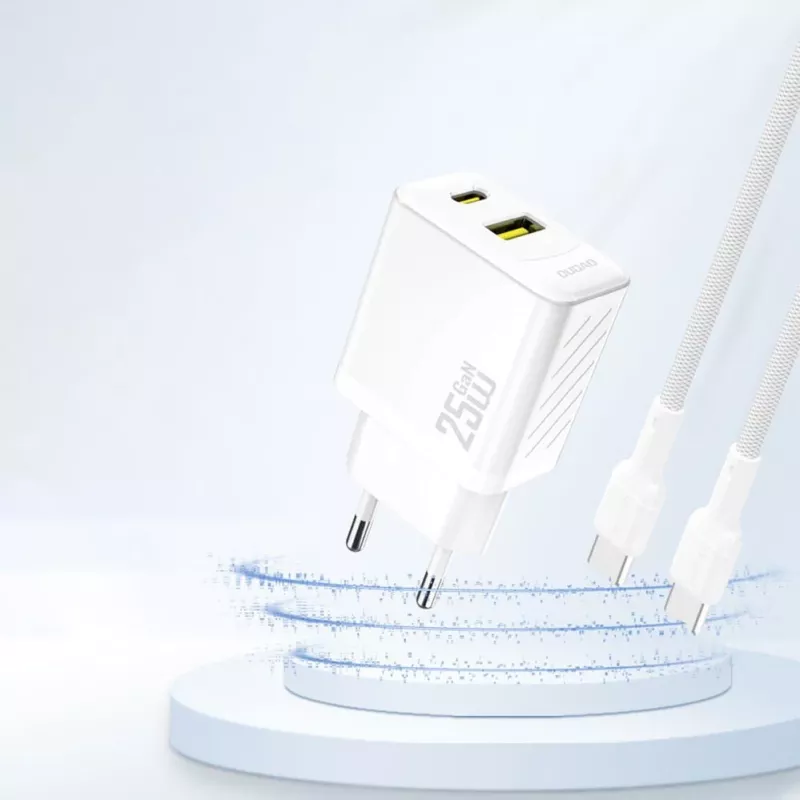 Dudao A26TEU GaN 25W USB-C USB-A caricabatterie da parete bianco
