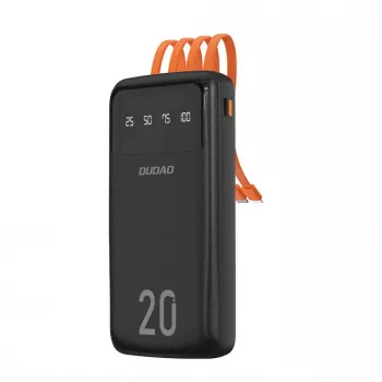 Powerbank Dudao K6Pro+ 20000mAh con 4 cavi integrati USB-C Micro USB Lightning USB-A ingresso nero
