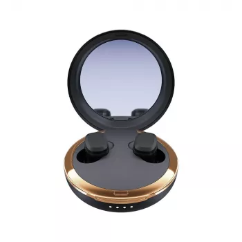 Happy Plugs Adore Cuffie In-Ear Wireless con Custodia di Ricarica a Specchio (Nero)