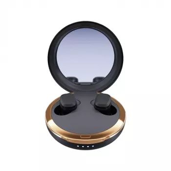 Happy Plugs Adore Cuffie In-Ear Wireless con Custodia di Ricarica a Specchio (Nero)