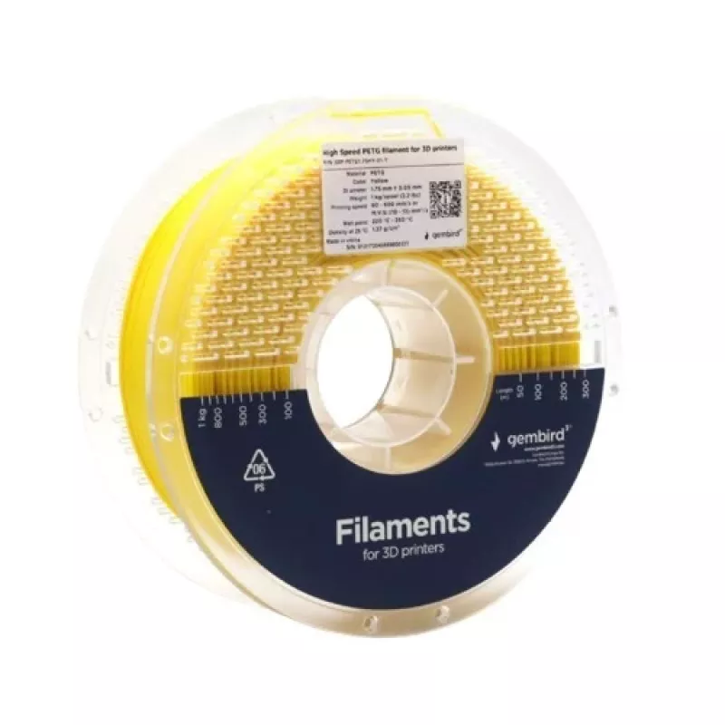 GEMBIRD filamento PETG High Speed, 1,75 mm, 1 kg, giallo