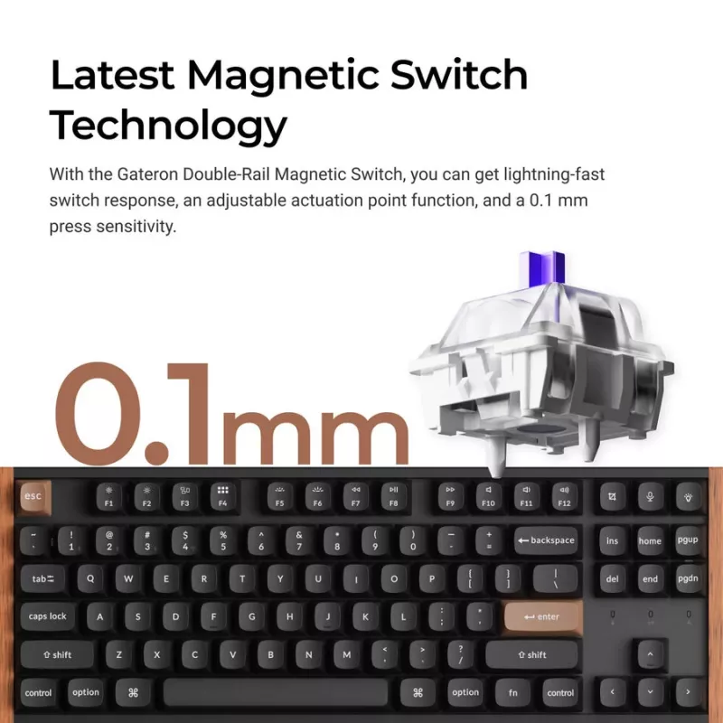 Keychron K8H-F1 75% Magnetic Wood tastiera da gaming nera