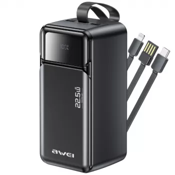 AWEI PA-107 power bank 50000mAh 22.5W PD 3xUSB nero