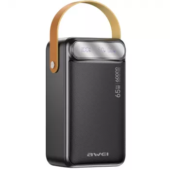 AWEI PA-82 power bank 60000mAh 65W PD 2xUSB-A/USB-C nero
