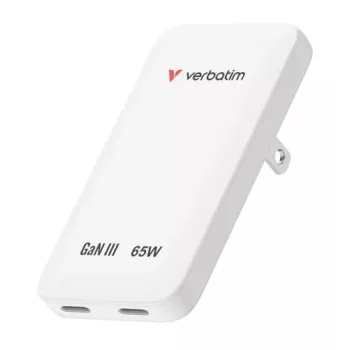Verbatim Slim GaN Charger 2 Port 65W (EU/UK/US) bianco