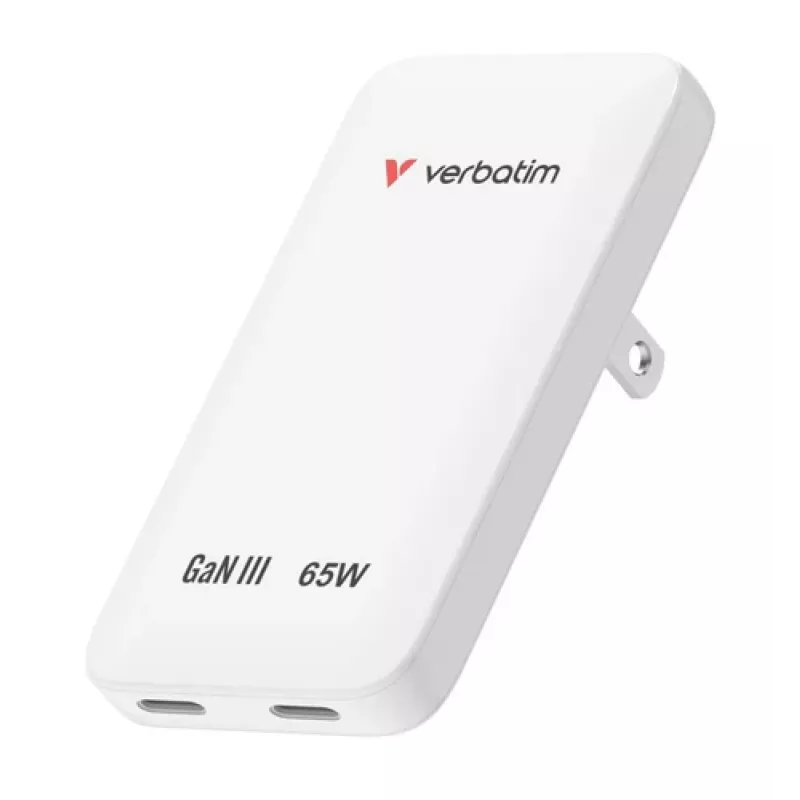 Verbatim Slim GaN Charger 2 Port 65W (EU/UK/US) bianco
