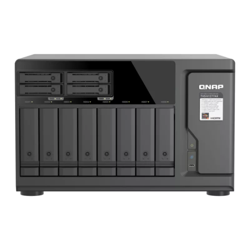 NAS QuTS hero a 12 bay QNAP TVS-h1277AX-R5-16G, 8x 3.5 SATA + 4