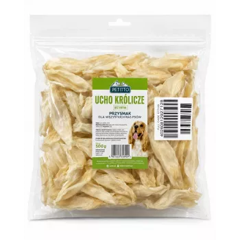 PTI PETITTO orecchie di coniglio snack per cani, senza pelo, 500 g