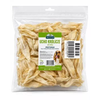 PETITTO orecchio di coniglio snack da masticare per cani - senza pelo, 1 kg