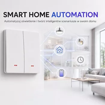 QOLTEC Smart Light Switch WiFi 2 vie timer Tuya bianco