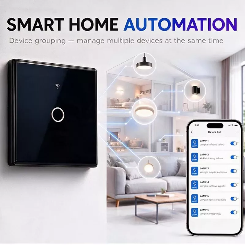 Qoltec interruttore luce smart touch 1 via Wi-Fi timer Tuya bianco