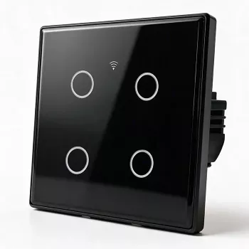 Qoltec interruttore luce smart touch 4 vie Wi-Fi timer Tuya | vetro temperato | bianco