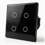 Qoltec interruttore luce smart touch 4 vie Wi-Fi timer Tuya | vetro temperato | bianco