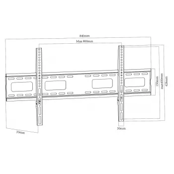 MACLEAN MC-420 supporto TV da parete fisso per schermi 43-120 pollici, 120 kg, VESA fino a 900x600, nero