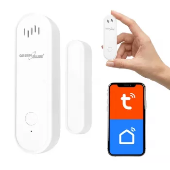 GREENBLUE GB478 sensore porta/finestra WiFi wireless – contatto magnetico intelligente, app Tuya & Gosund, Alexa/Google, a batteria, bianco