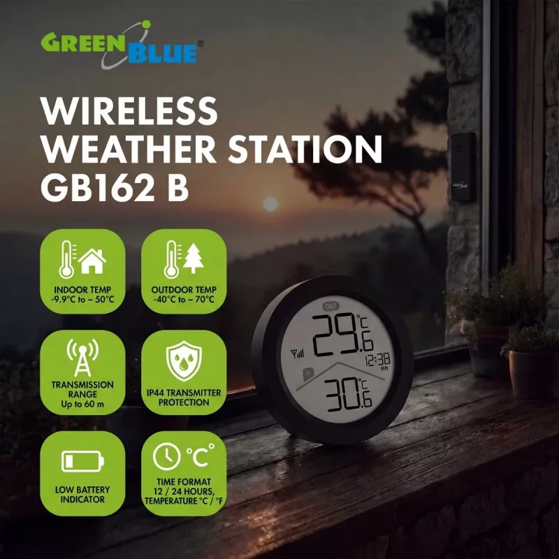 GREENBLUE stazione meteo radio GB162 B