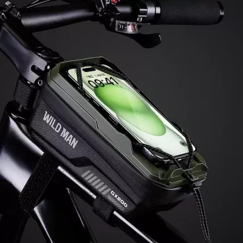 WILDMAN GX200 Borsa da telaio per bici con supporto telefono, Verde