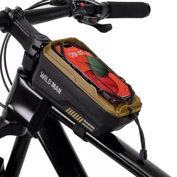 WILDMAN GX200 borsa da telaio per bicicletta con supporto per telefono, Desert