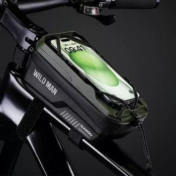 WILDMAN GX200 borsa da telaio per bicicletta con supporto per telefono, Desert