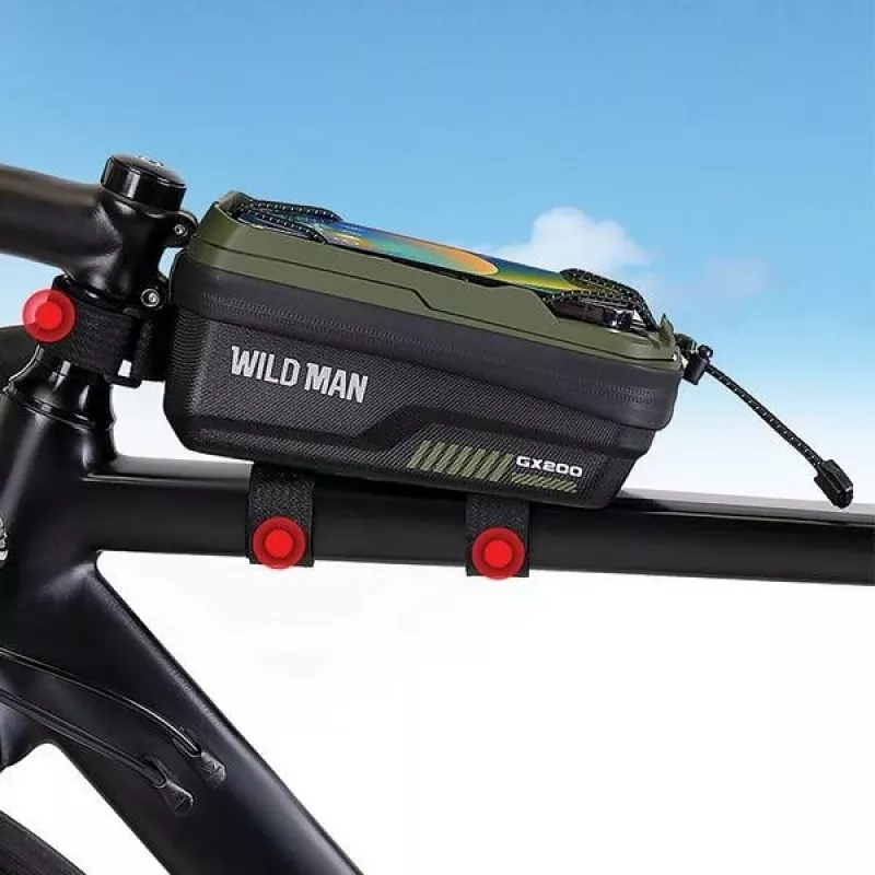 WILDMAN GX200 borsa da telaio per bicicletta con supporto per telefono, Desert