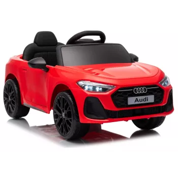 LEAN CARS Audi A5L HL788 Rosso 12V Auto elettrica per bambini con telecomando per genitori, ruote EVA, luci LED, pannello musicale, cintura di sicurezza, sedile in similpelle, per bambini da 3-6 anni