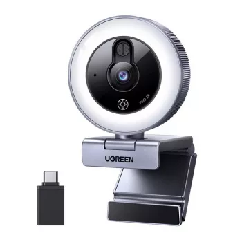 UGREEN CM910 webcam, 2K, 30FPS, luce LED, microfono integrato