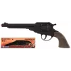 Pistola giocattolo a tamburo in metallo PULIO Cowboy 8 colpi - nero/argento con impugnatura marrone