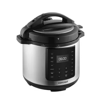 Multicooker CONCEPT CK8001, 5L, 900W, 10 programmi, LED, pentola in ceramica antiaderente, partenza ritardata, funzione mantieni caldo, nero/argento